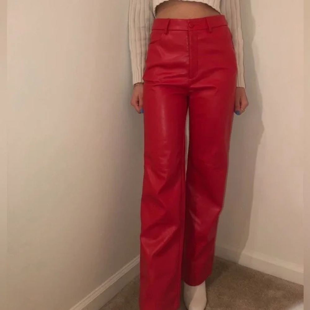 Zara Red Wide Leg Pants
